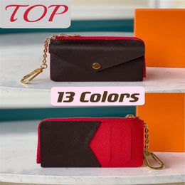 Recto Verso Key Wallet Women Fashion Top with Cover Coin Pocket 13 Colors Card Holder241u