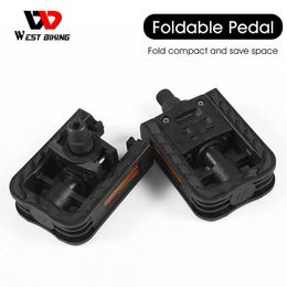 Bike Pedals WEST BIKING Foldable Bike Pedal MTB Road Bicycle Labor-saving Ball Bearing Pedal Universal Non-slip Pedal Cycling Accessories 0208