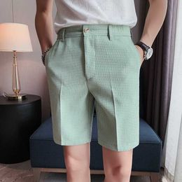 Men's Shorts High quality waffle fashion shorts men's summer ice thin five point western pants Korean casual Y2302