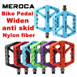 Bike Pedals MEROCA Mountain Bike Pedal Nylon Fibre 9/16 Inch Widened Non-slip New 2021 Bike Platform Pedal Bicycle Accessories 0208