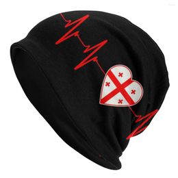 Berets Heartbeat Georgia Flag Slouchy Beanie Hats Women Men Georgian Heart Family Hippie Knit Skullies Beanies Caps For Outdoor Ski