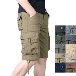 Men's Shorts Summer Casual 100% Cotton Cargo Men Multi Pocket Baggy Military Zipper Bermuda Plus Size 44 Breeches Tactical Work Y2302