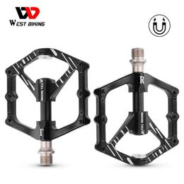 Bike Pedals WEST BIKING Aluminium Alloy Bike Pedals 3 Sealed Bearings With Magnetic Bicycle Pedals Non-slip Bike Accessories Road MTB Pedals 0208