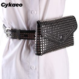 Waist Bags Fashion Rivet Luxury Designer Fanny Pack Small Women Phone Pouch Punk Belt Ladies Party Purse Evening Day Clutches 230208