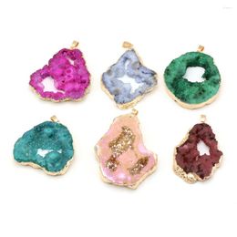 Pendant Necklaces Natural Stone Crystal Bud Gilt Edge Irregular For Jewelry MakingDIY Necklace Earring Accessories Healing Gems Charm Gift