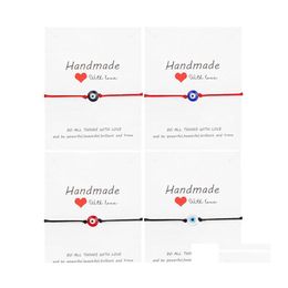 Link Chain Lucky Evil Blue Eye Charms Bracelets Red String Rope Couple Friendship Diy Jewelrys Bracelet Wish Card Jewellery For Women Dhsvt