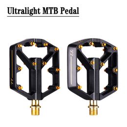 Bike Pedals RPANTAHI Mountian Bicycle Gold Pedals 3 Bearings Aluminum Alloy Platform Adjustable Grip BMX MTB Pedals Bike Accessories 0208