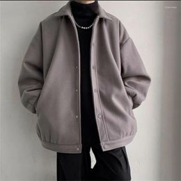 Men's Jackets Woolen Coats Men Casual Korean Streetwear Thicken Outerwear Turn-down Collar Single-breasted Wild Loose 2023