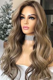 Ash Blonde Highlight Wavy 13X4 Lace Front With Human Hair Wig 231 6