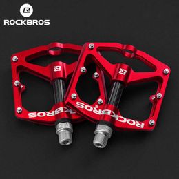 Bike Pedals ROCKBROS Bicycle Pedals Bike Parts MTB Road Cycling Pedal Sealed DU Bearing Aluminium Alloy Non-slip Cleat Mountain Bike Pedals 0208