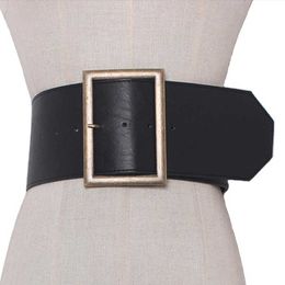 Belts 2020 Fashion Metal buckle wide leather belt Punk cool belts exaggerate heavy metal wide belts hip hop leather pu belt for women G230207