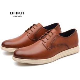 Dress Shoes BHKH Leather Men Casual Shoes Smart Business Work Office Laceup Dress Shoes Lightweight Men Shoes 230208