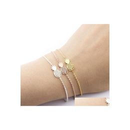 Link Chain Summer Style Minimalism Hollow Out Pineapple Bracelet For Women Gold Sier Rose Fruit Ananas Femme Bff Jewellery Drop Deliv Dhijc