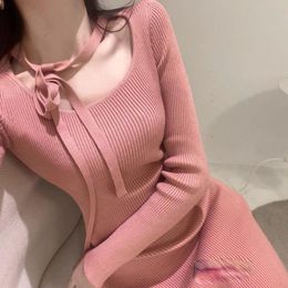 Casual Dresses 2023 Woman Knitting Full Sleeve Office Lady Street Wear Basic Bodycon Long Female Fashion Vestidos H1022