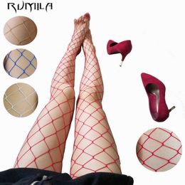 Women's Jumpsuits Rompers White red SEXY women high waist fishnet stocking club tights panty knitting net pantyhose trouser mesh lingerie TT016 Y2302