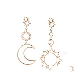 Charm Exaggerated Fashion Sun God Moon Asymmetric Stud Earrings Statement Party Wear Jewellery Drop Delivery Dhayx