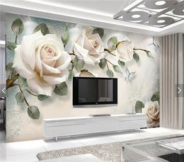 Wallpapers Modern Minimalist 3d Background Wall Hand-painted Flowers European Large Murals Elegant Papel De Parede Cloth Custom