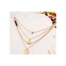 Pendant Necklaces Gold Layered Long Stone Charms Necklace Collier Plastron Beautifly Set Statement Drop Delivery Jewelry Pendants Dhqlc