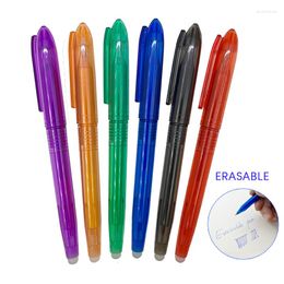 6Pcs/Set Erasable Gel Pen 0.5mm Blue Black Red Ink Refill Rod 6 Color Writing Drawing Painting Washable Handle Kawaii Stationery