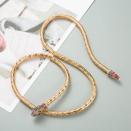 S3408 Fashion Jewellery Necklaces For Women Rhinestone Exaggerated Punk Serpentine Snake Necklace