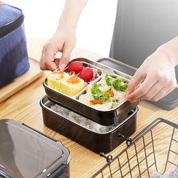 Dinnerware Sets Kids Bento Boxes Stainless Steel Double Box Children Picnic School Lunch Company Canteen Fast With Bag