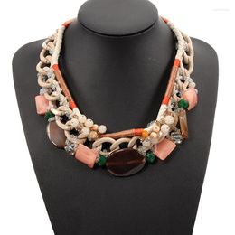 Chains Statement Ethnic Women Chic Bohemian Trendy Gemstone Glass Crystal Choker Necklace Fashion Wedding Bridal Jewellery