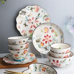 Plates Ceramic Luxury Plate Set Bowl Dinner Serving Modern Tableware Desserts Kitchen Vajilla Completa De Platos Complete