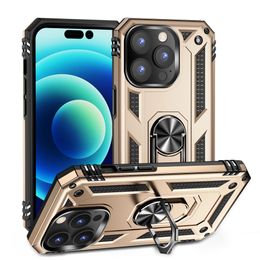 For iPhone 15 Pro Max Armour Slim Case with Ring Magnetic Car Mount Kickstand 13 12 11 X 8 SE Mini Phone Cases