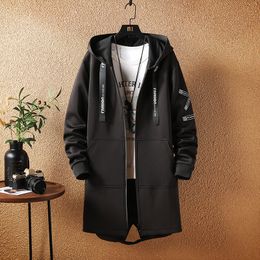 Мужские куртки куртки 5xl Принт с капюшоном длинное пальто черное хип -хоп уличная одежда 230207