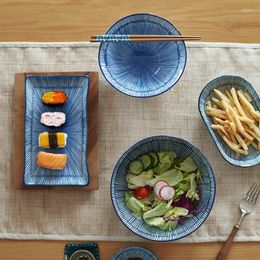 Plates 6 Piece Japanese Style Ceramic Sushi Plate Dinnerware Set With 1 Sauce Bowls Pairs Of ChopstickS