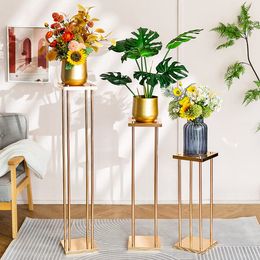 Decoration Flower Vase Gold Column Stand Metal Road Lead Wedding Centrepiece Flower Rack For Event Party Decoration imake550