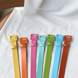 Belts Mini Square Split Leather Waist Belt Women Candy Colors Casual Pant Jean Belt Real Leather Cinture Strap Women Adjustable Belt G230207