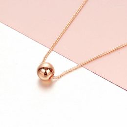 Chains 585 Purple Gold Chopin Chain Glossy Round Beads Light Luxury Necklace For Women 14K Rose Classic Creative Jewellery Gift