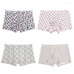 Underpants Summer Men's Ice Silk Breathable Boxers Shorts Underwear Cool Printing Trunks Bulge Pouch