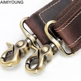 Bag Luggage Making Materials AIMIYOUNG Genuine Leather Bag Strap Men Shoulder Bag Strap Handbag Wide Long Belt real Leather Replacement Strap Belt 230208