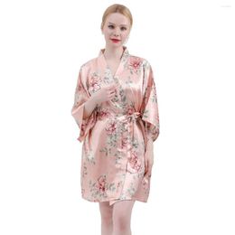 Women's Sleepwear Sexy Kimono Robe Summer Print Casual Nightgown Short Nightwear Women Home Clothing Satin Intimate Lingerie