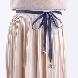 Belts Fashion Women Thin Lace Waist Chain Belt Ribbon Rope Gridle Bowknot For Dresses Waistband BlackBelts