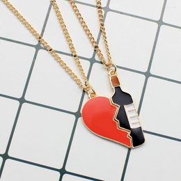 Chains Broken Heart Wish Bottle Puzzle Gift Pendant Necklace For Friends Long Necklaces Laye Women Trendy
