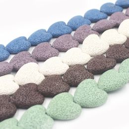 Wholesale 28MM Colorful Heart Shape Lava Stone Beads Diffuser Essential Oil Natual Stone Bead For Making Bracelet
