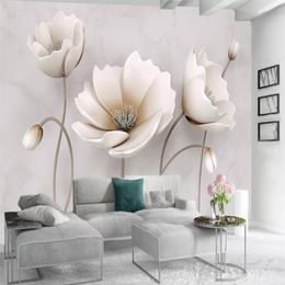 Benutzerdefinierte 3D-Blumentapete, nordische elegante Blumen-Marmor-Textur, Heimdekoration, Wohnzimmer, Schlafzimmer, Küche, Wandverkleidung, Wandbild Wallpap275Y