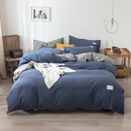 Bedding Sets 2023 Long-staple Cotton Four-piece Bed Sheet Star And Moon Pattern Plain Light Luxury Models Denim Blue Gray