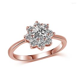 Wedding Rings Charming Rosegold Cubic Zircon Ring For Women Lovers Sunflower Shape Engagement Jewelry Female Anniversary