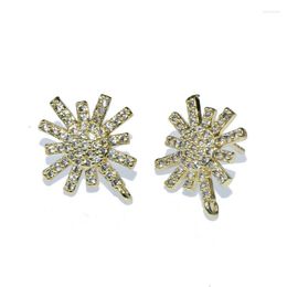 Hoop Earrings Luxury Jewelry Making Supplies High Quality Gold Plated Copper CZ Paved Flower Stud Earring Hooks For DIY Women