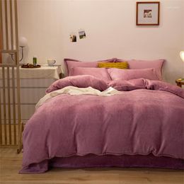 Bedding Sets 150/180/200CM Bean Pink Grey Coral Velvet Bed Sheet Duvet Cover Pillowcase Four-piece Winter Autumn Set M045-6