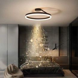 Lights Modern Ring Led Ceiling Chandelier Dimmable Black White for Bedroom Table Dining Living Room Minimalist Pendant Lamps Lighting 0209