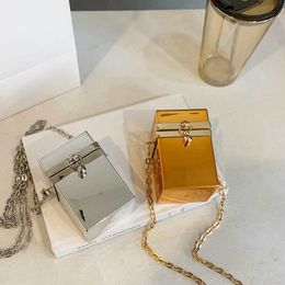 transparent acrylic box bag womens versatile messenger one shoulder small square bag womens dinner hand chain bag 230209