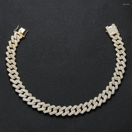 Chains Men's 20MM Chunky 2 Rows Rhinestone Cuban Chain Necklace Hip Hop Jewelry AC028