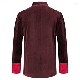 Men's Jackets Single Vintage Breasted Tang Suit Men Stand Collar Chinese Style Embroidery Autumn Long Sleeve Outerwear Mens Corduroy Jacket
