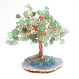 Pendant Necklaces FYSL Copper Wire Wrap Tree Of Life Irregular Shape Green Aventurine Tiger Eye Stone Jewelry