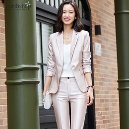 Womens Two Piece Pants Women Sets Office Lady Formal Pant Suits Female Autumn Winter Business Blazer Set Fashion Pantsuits Clothes 230209